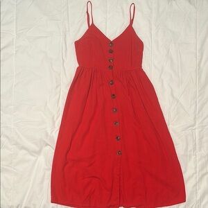 Elegant Red Button-Down Dress